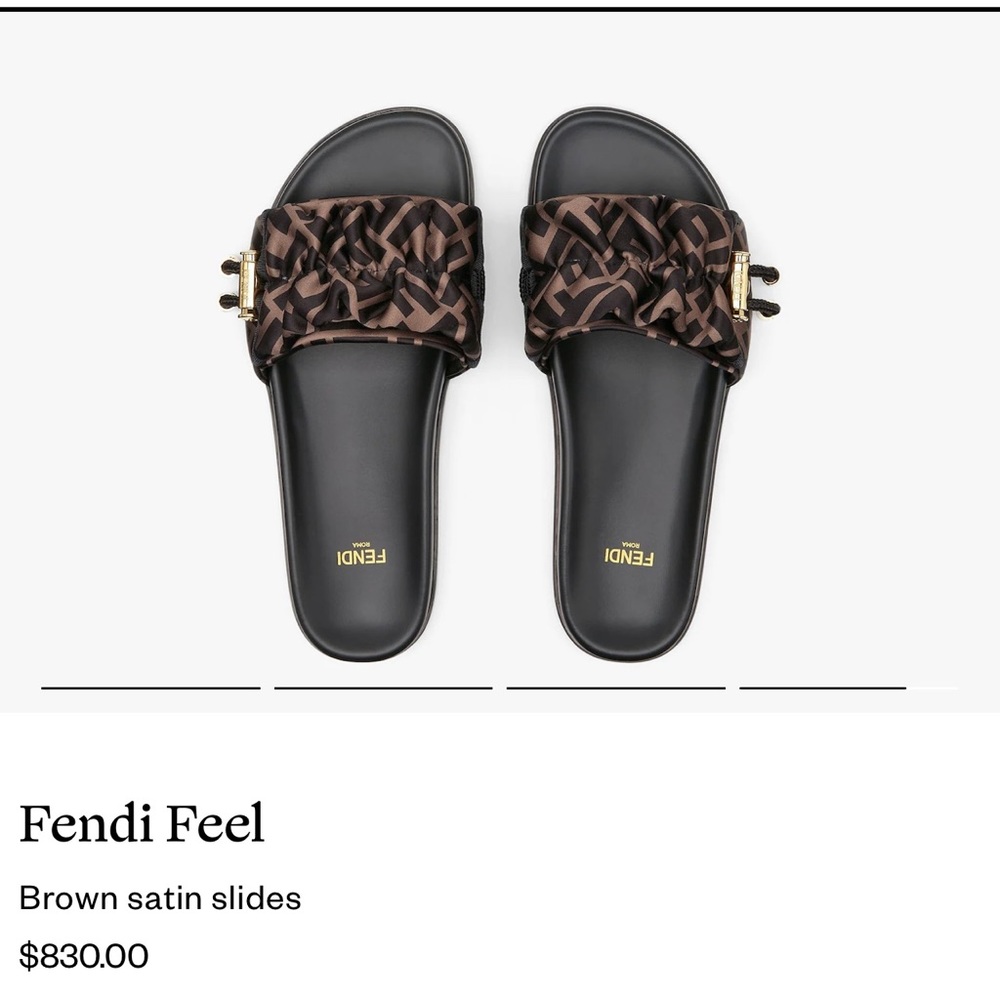 FENDI FEEL BROWN SATIN SLIDES WITH ALL CONTENTS